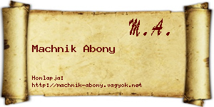 Machnik Abony névjegykártya